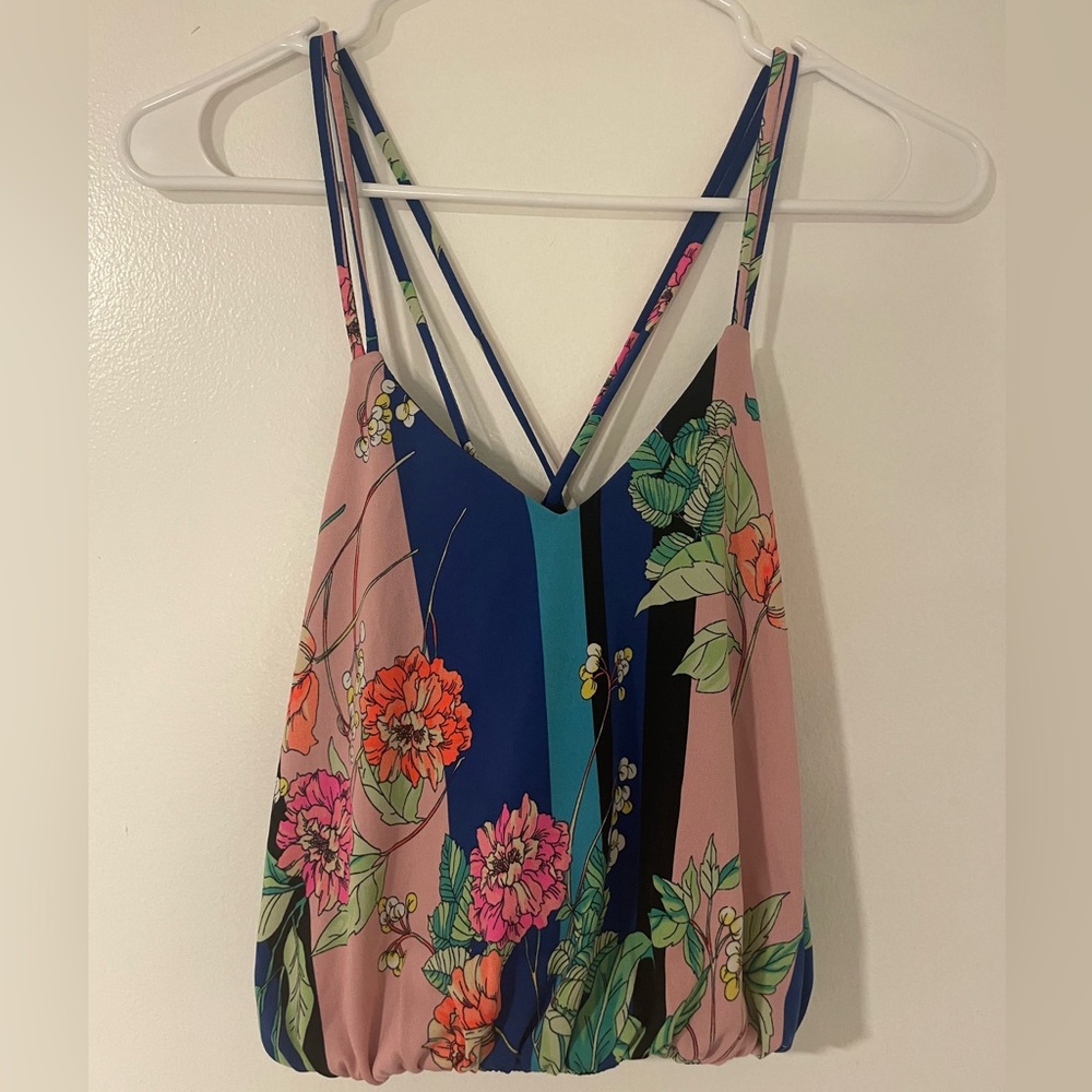 Express Floral Strappy Camisole in Blue and Pink
